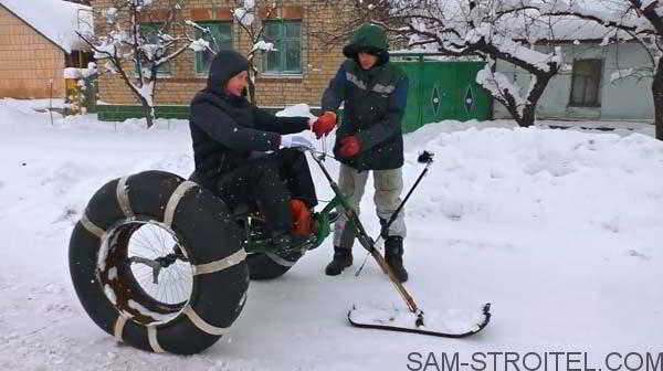 Снегоход из бензопилы своими руками