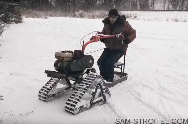Самодельный вездеход снегоход из мотоблока