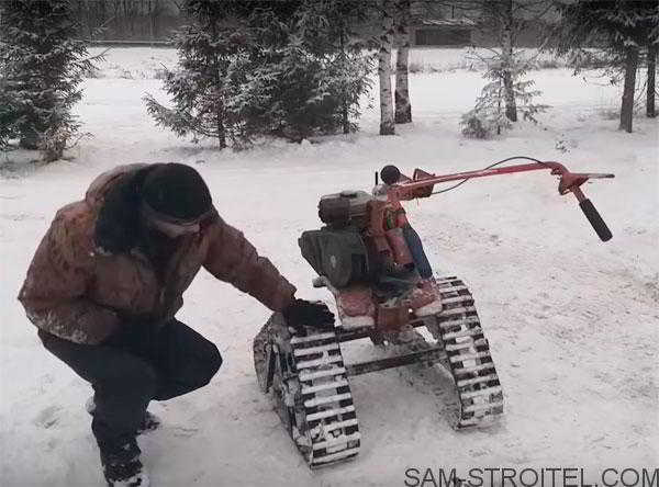 Самодельный вездеход снегоход из мотоблока