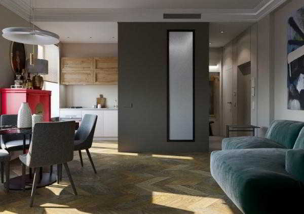 Дизайн однокомнатной квартиры 38-39 метров: фото, идеи, перепланировка