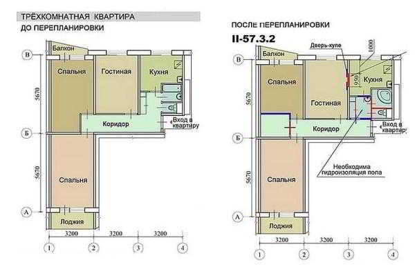 Варианты переделки хрущевок: 1, 2, 3, 4 — х комнатные, фото до и после