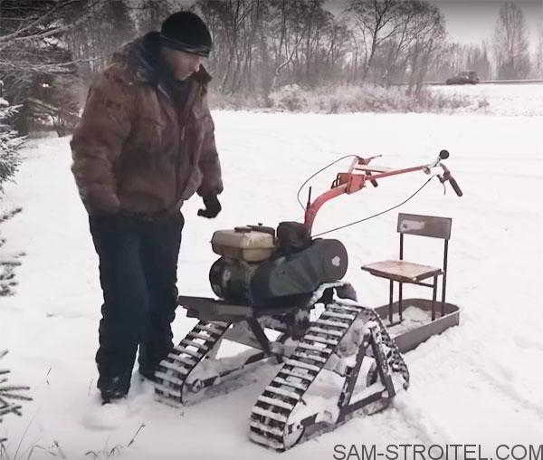 Самодельный вездеход снегоход из мотоблока