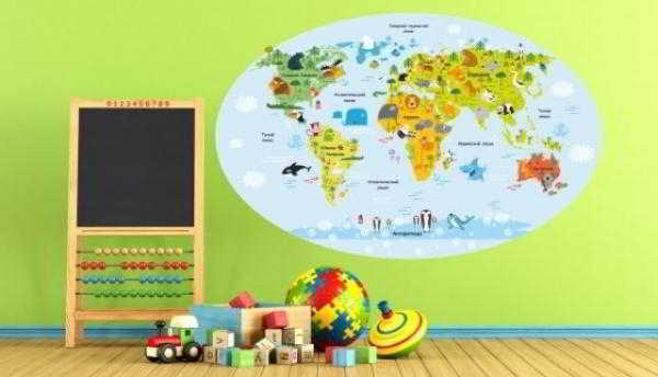 Особенности и виды карт мира на стену в детскую