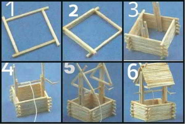 Поделки из спичек: домик, церковь, колодец, мебель