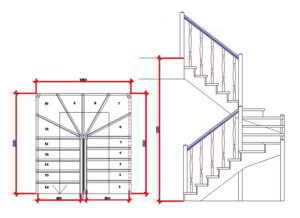Чертеж лестницы с размерами, выбор типа и модели, материала, определение размеров ступенек и их количества