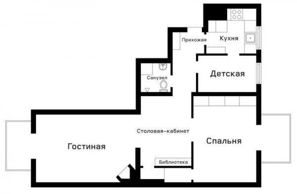 Трехкомнатная квартира в скандинавском стиле с высокими потолками и действующим камином