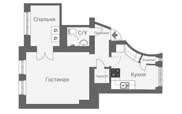 Двухкомнатная квартира 46 квадратных метров в Швеции: скандинавский минимализм с душой