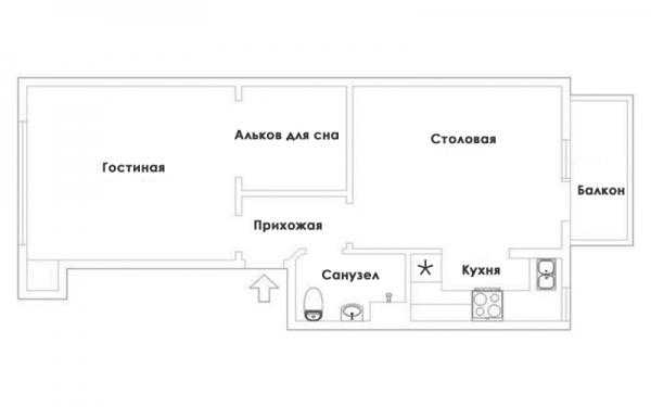 Небольшая квартира 40 квадратных метров в Швеции в белых и серых тонах