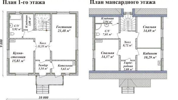 Обзор проектов домов с мансардой, построенных из пеноблоков