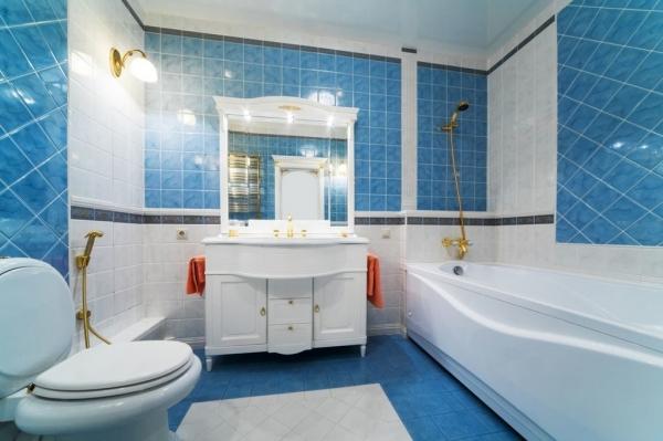 Оформляем ванную в сине-голубых тонах: особенности дизайна