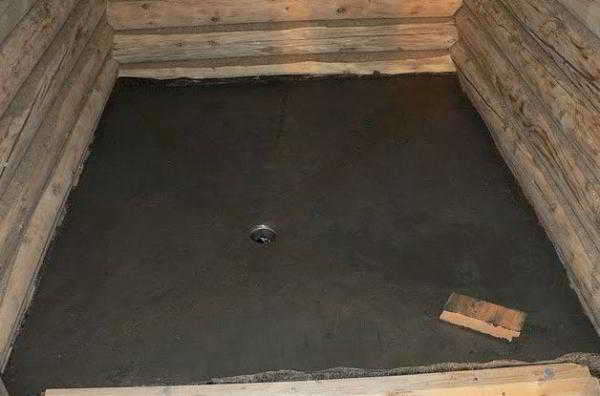 Бетонный пол в бане
Бетонный пол в бане
