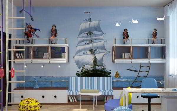 Морской стиль в комнате для мальчика: особенности, фото интерьеров