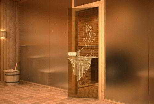 
			Стеклянные двери в баню		