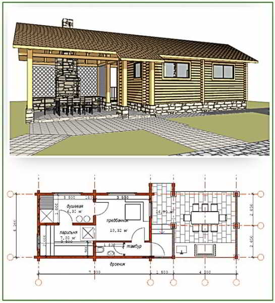 Баня с беседкой под одной крышей – проекты + строительство своими руками