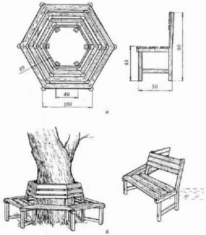 Как сделать лавочку вокруг дерева своими руками