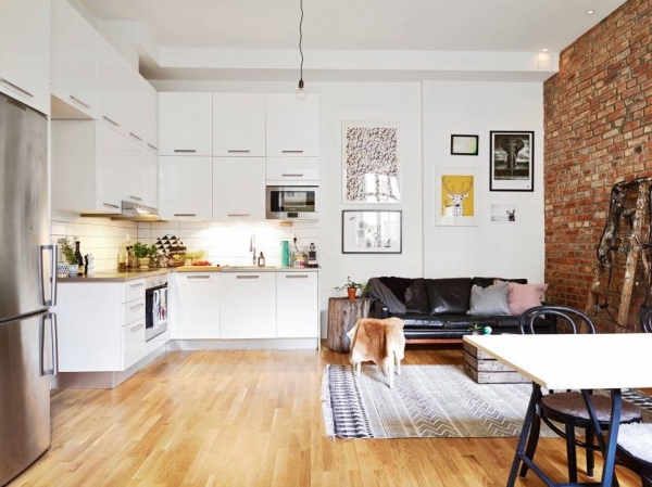	Современная гостиная с мини-кухней: идеи рационального использования пространства 15 кв. м				